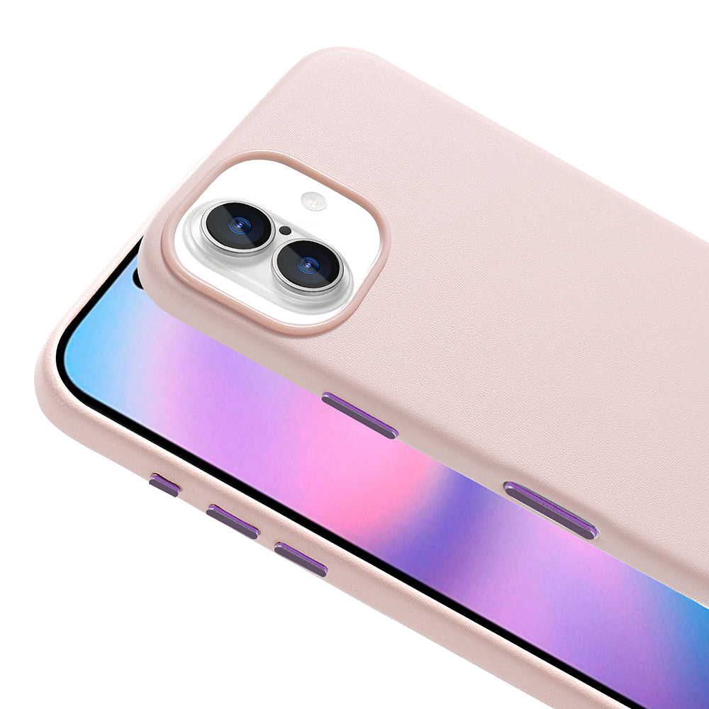 Apple iPhone 17 Case with M-safe Charging Function, PU Leather Look Zore Cupra Cover Purple