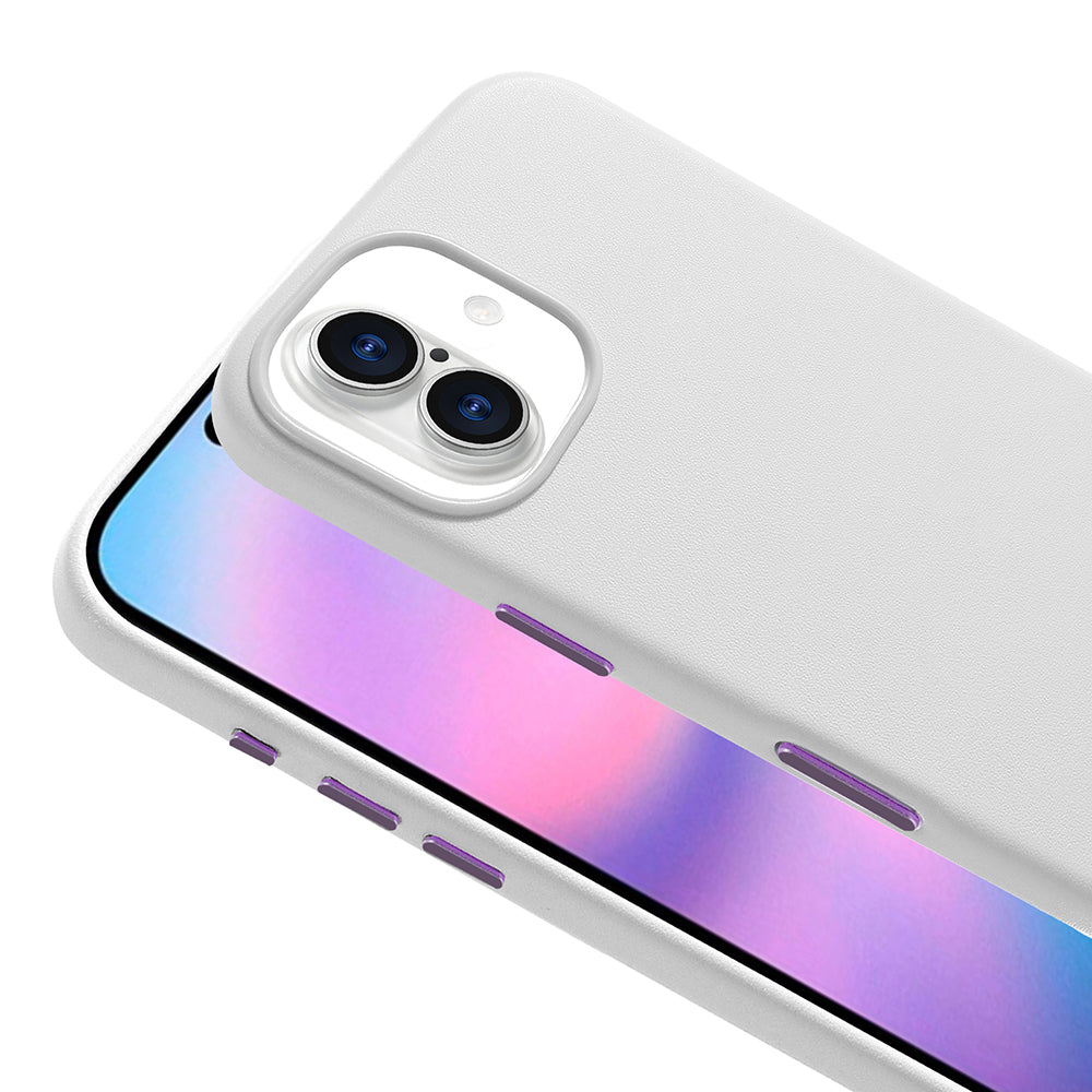 Apple iPhone 17 Case with M-safe Charging Function, PU Leather Look Zore Cupra Cover Gray