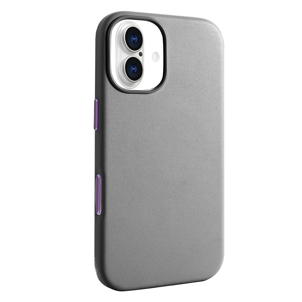 Apple iPhone 17 Case with M-safe Charging Function, PU Leather Look Zore Cupra Cover Gray