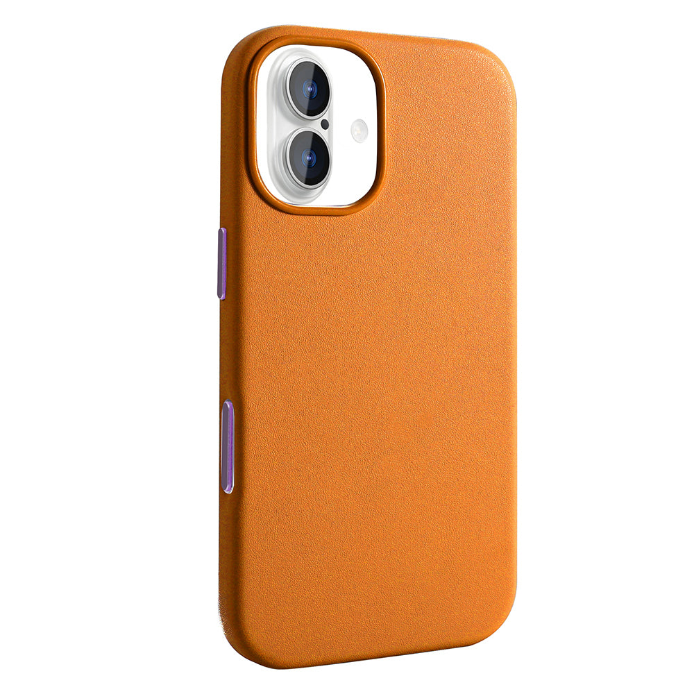 Apple iPhone 17 Case with M-safe Charging Function, PU Leather Look Zore Cupra Cover, Navy Blue