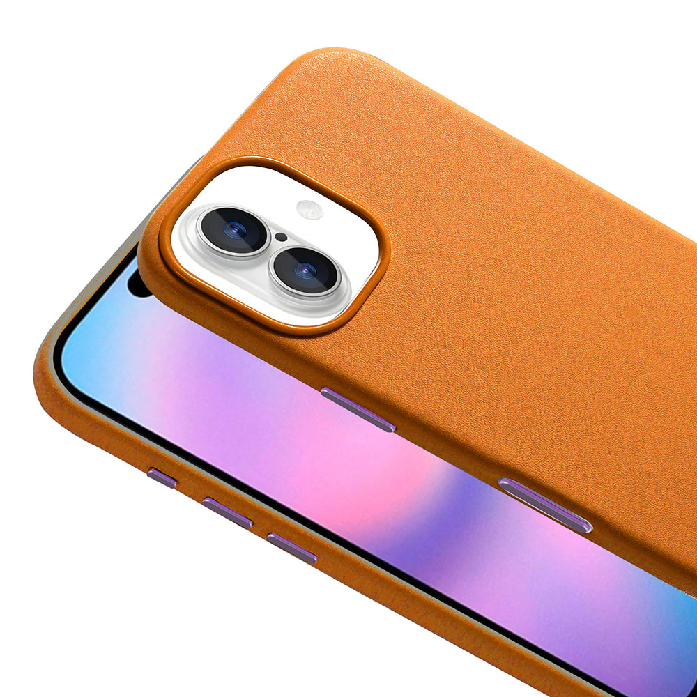 Apple iPhone 17 Case with M-safe Charging Function, PU Leather Look Zore Cupra Cover Purple