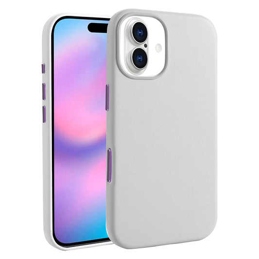 Apple iPhone 17 Case with M-safe Charging Function, PU Leather Look Zore Cupra Cover Gray