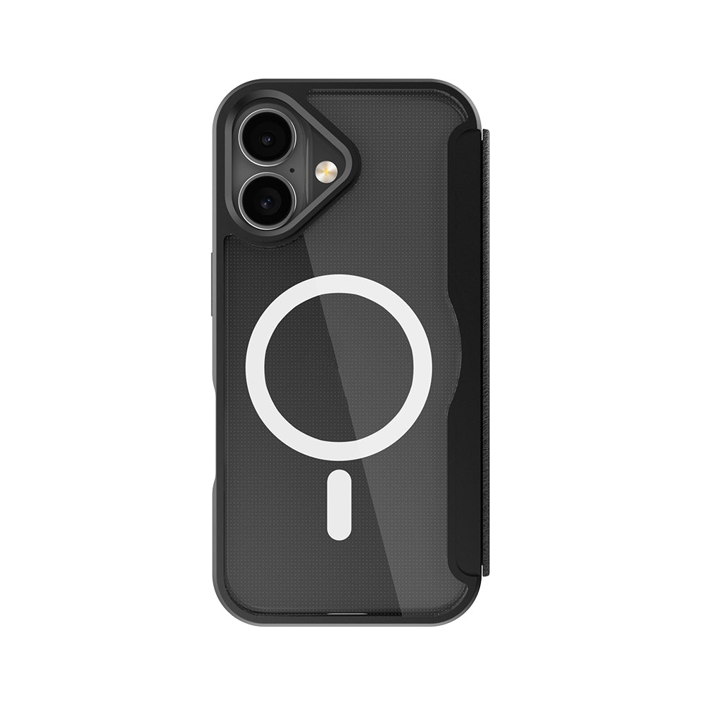 Apple iPhone 17 Kılıf M-Safe Şarj Özellikli Raptic Air Folio Şeffaf Kartlıklı Kapaklı Kılıf Siyah