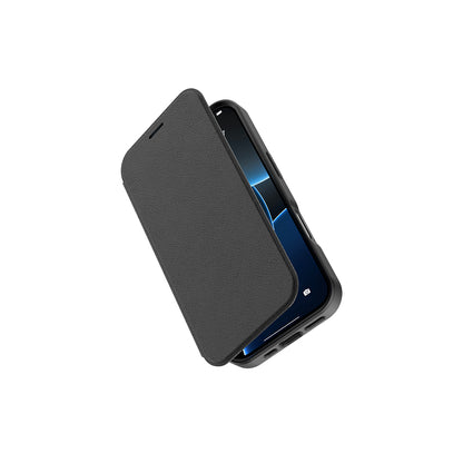 Apple iPhone 17 Kılıf M-Safe Şarj Özellikli Raptic Air Folio Şeffaf Kartlıklı Kapaklı Kılıf Siyah