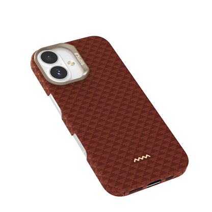 Apple iPhone 17 Kılıf M-safe Şarj Özellikli Raptic Aramid Skin Origin Serisi Kapak Kahverengi