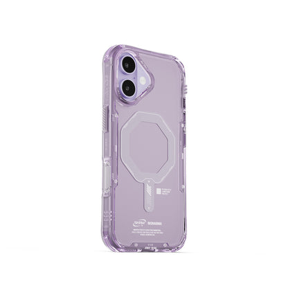 Apple iPhone 17 Kılıf M-safe Şarj Özellikli Şeffaf Airbag Tasarımlı Skinarma Saido Mag-Charge Kapak Lila