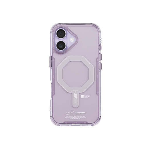 Apple iPhone 17 Kılıf M-safe Şarj Özellikli Şeffaf Airbag Tasarımlı Skinarma Saido Mag-Charge Kapak Lila