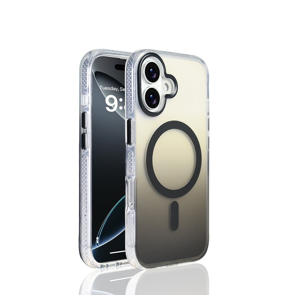 Apple iPhone 17 Case M-safe Charging Feature Transparent Color Transition Zore Toros Cover Black