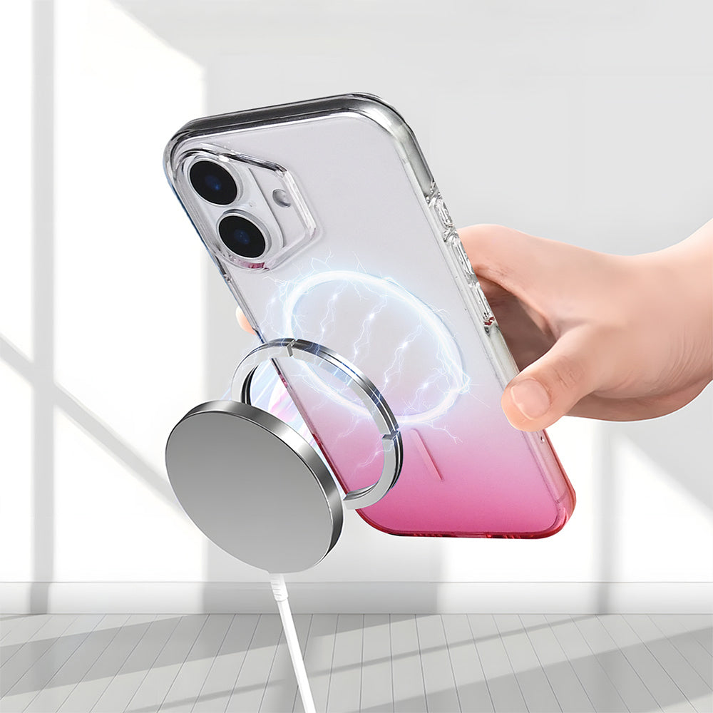 Apple iPhone 17 Kılıf M-Safe Şarj Özellikli Zore Septik Silikon Kapak Pembe