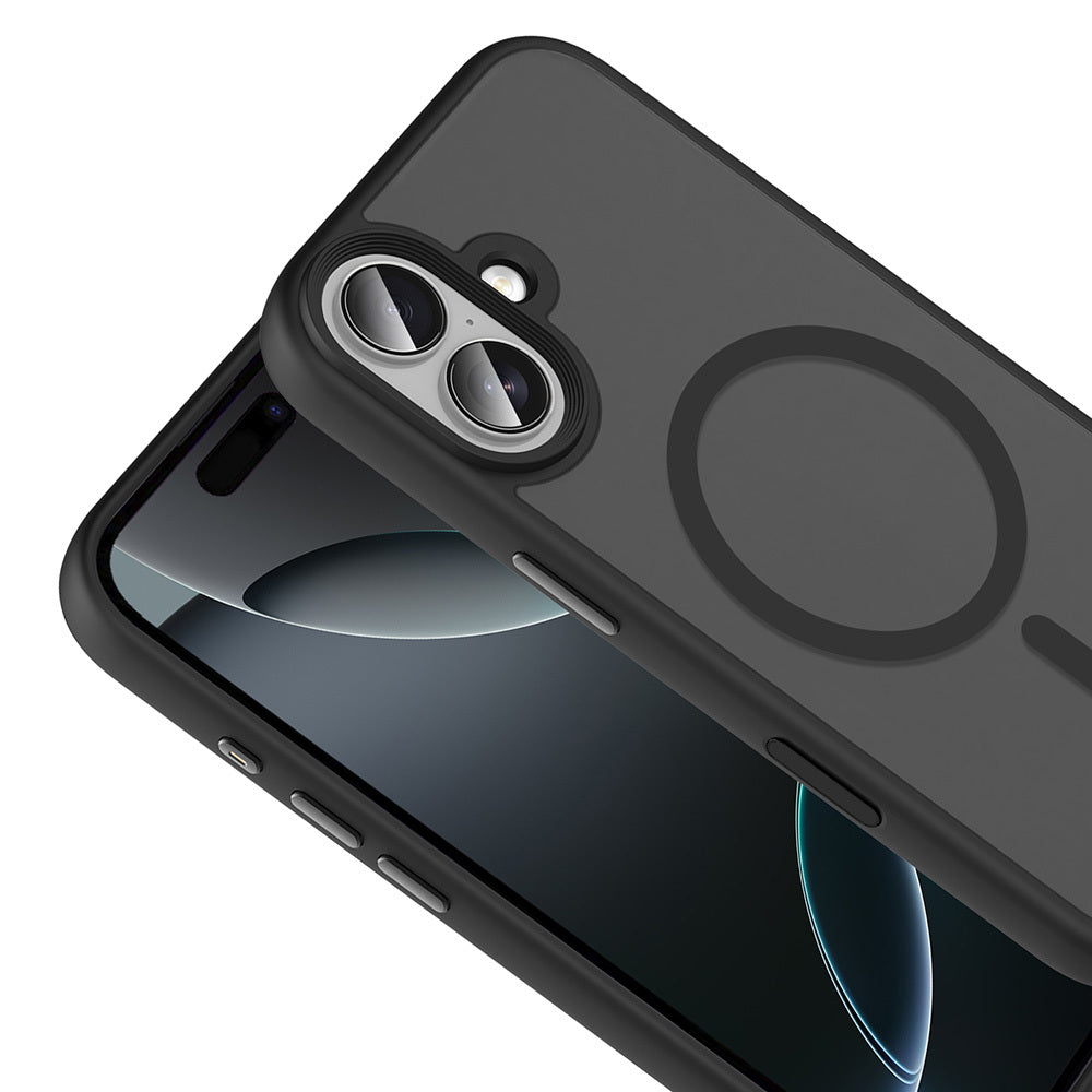 Apple iPhone 17 Case Matte Back Surface Wireless Charging Feature Zore Flet M-safe Cover Black