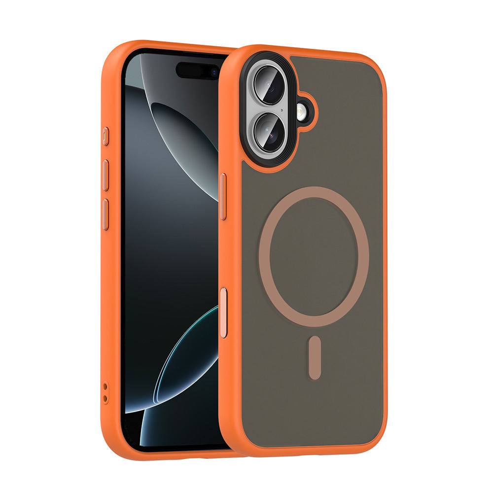 Apple iPhone 17 Case Matte Back Surface Wireless Charging Feature Zore Flet M-safe Cover Orange