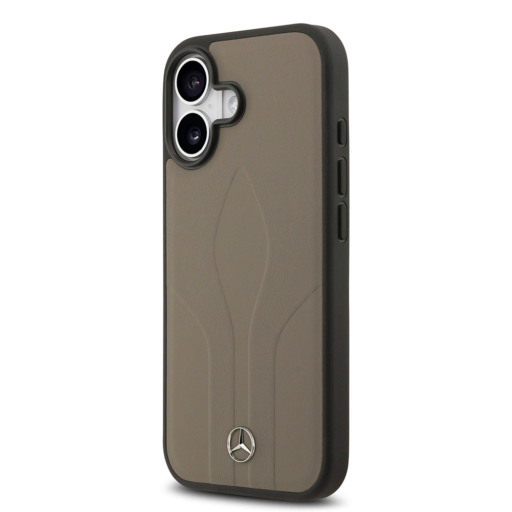 Apple iPhone 17 Kılıf Mercedes Benz Orjinal Lisanslı M-safe Şarj Özellikli Dokulu Desenli Deri Kapak Siyah