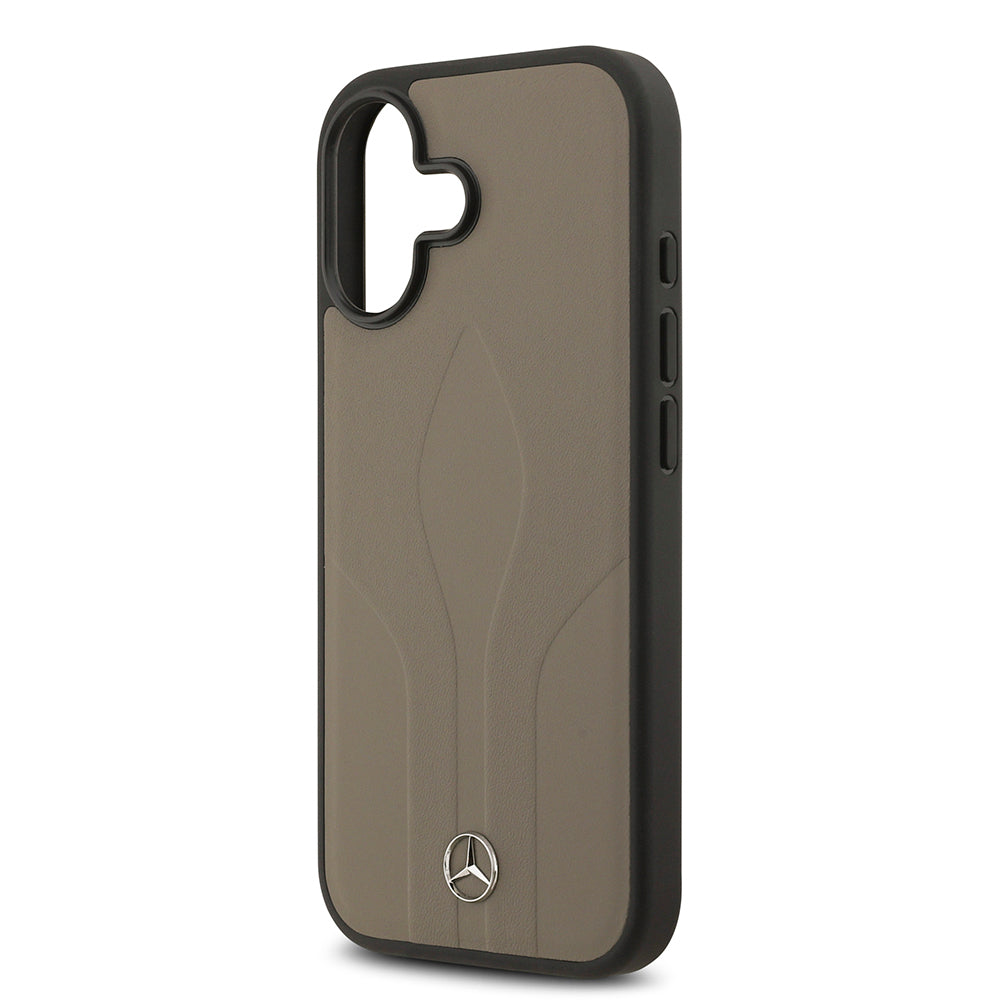 Apple iPhone 17 Kılıf Mercedes Benz Orjinal Lisanslı M-safe Şarj Özellikli Dokulu Desenli Deri Kapak Siyah