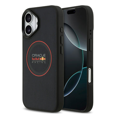 Apple iPhone 17 Kılıf Redbull Orjinal Lisanslı M-safe Şarj Özellikli Kırmızı Halka ve Logo Kabartmalı PU Deri Kapak Lacivert