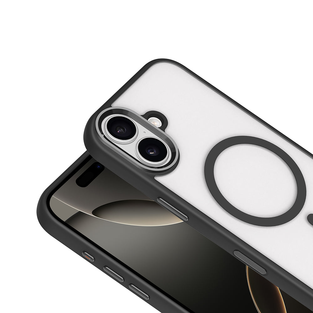 Apple iPhone 17 Wireless Charging Case Zore Chrome M-safe Silicone Cover Black