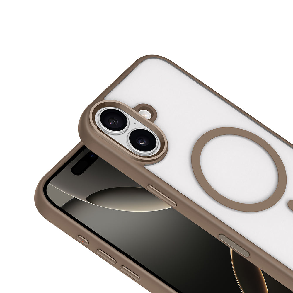 Apple iPhone 17 Wireless Charging Case Zore Chrome M-safe Silicone Cover Desert Gold