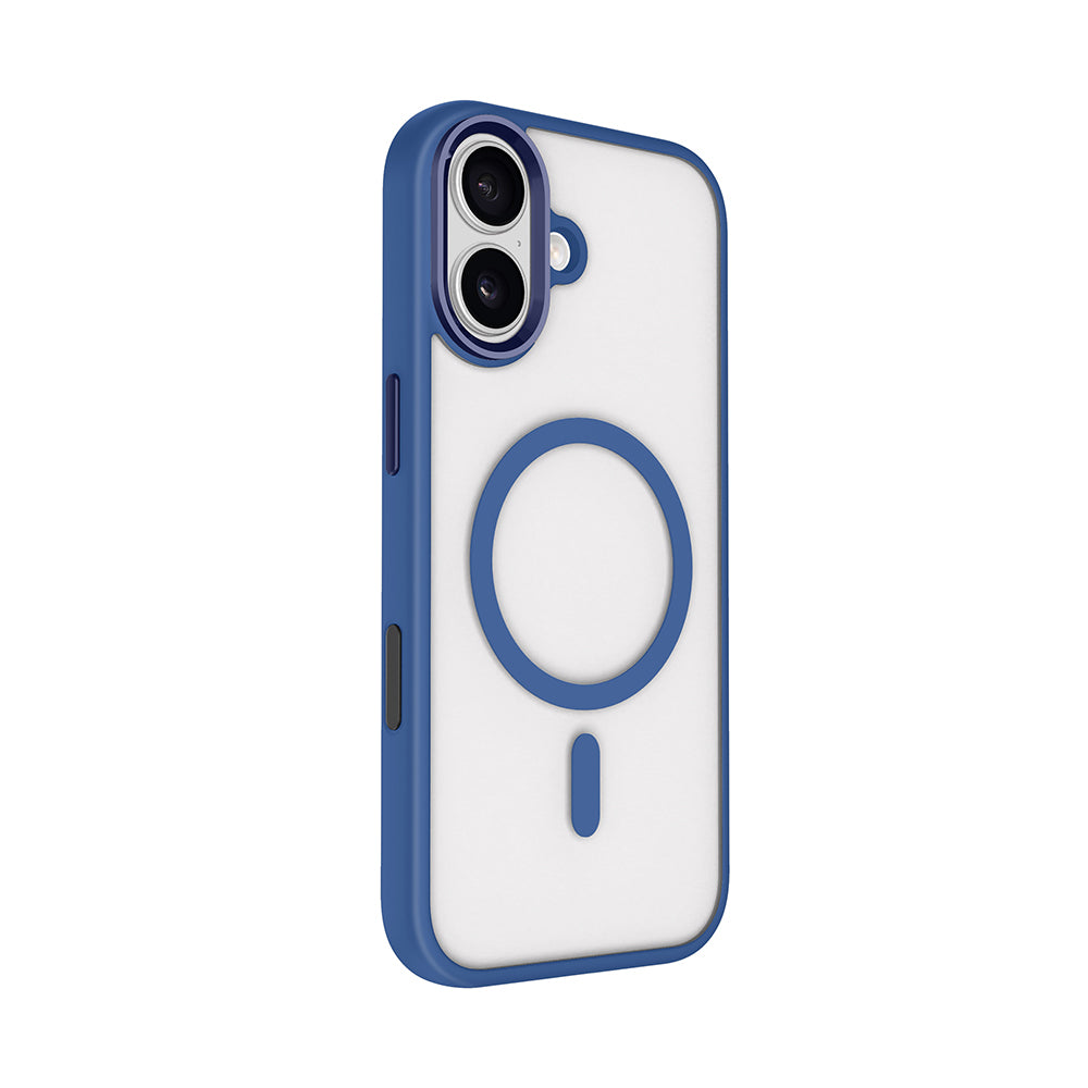 Apple iPhone 17 Wireless Charging Case Zore Chrome M-safe Silicone Cover Navy Blue