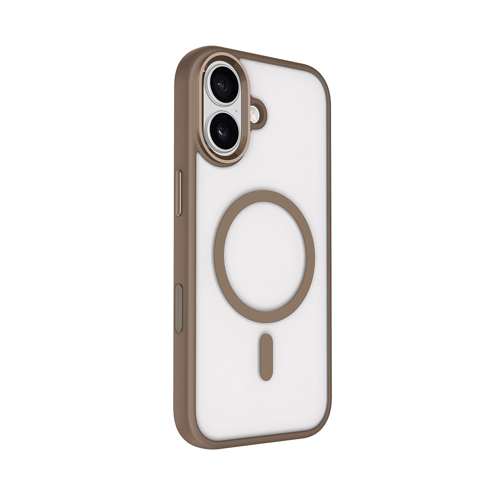 Apple iPhone 17 Wireless Charging Case Zore Chrome M-safe Silicone Cover Desert Gold