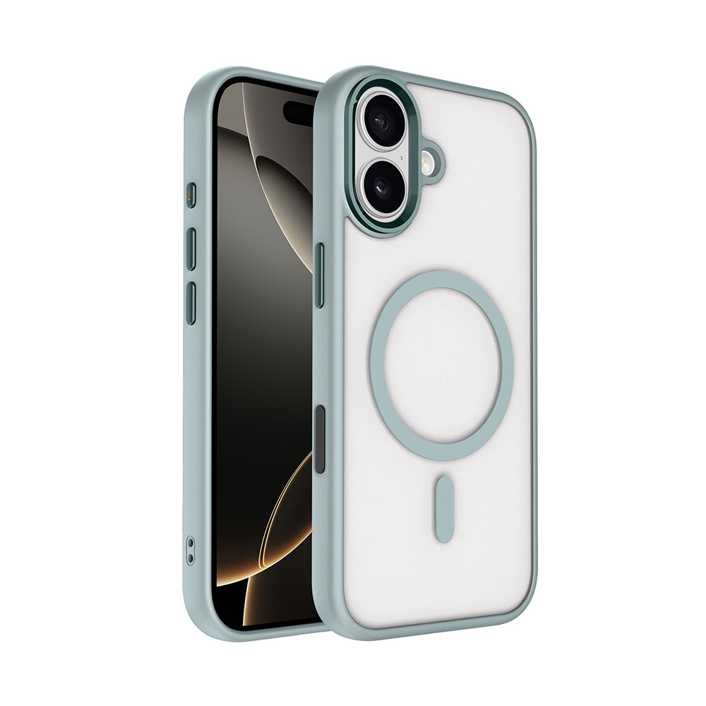 Apple iPhone 17 Wireless Charging Case Zore Chrome M-safe Silicone Cover Gray