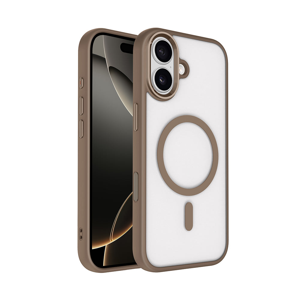 Apple iPhone 17 Wireless Charging Case Zore Chrome M-safe Silicone Cover Desert Gold