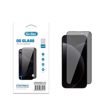 Apple iPhone 17 Pro Go Des OG Glass Privacy Antistatic Tempered Glass Screen Protector Black