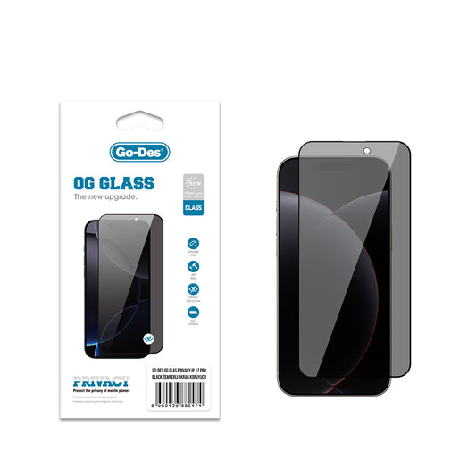Apple iPhone 17 Pro Go Des OG Glass Privacy Antistatic Tempered Glass Screen Protector Black