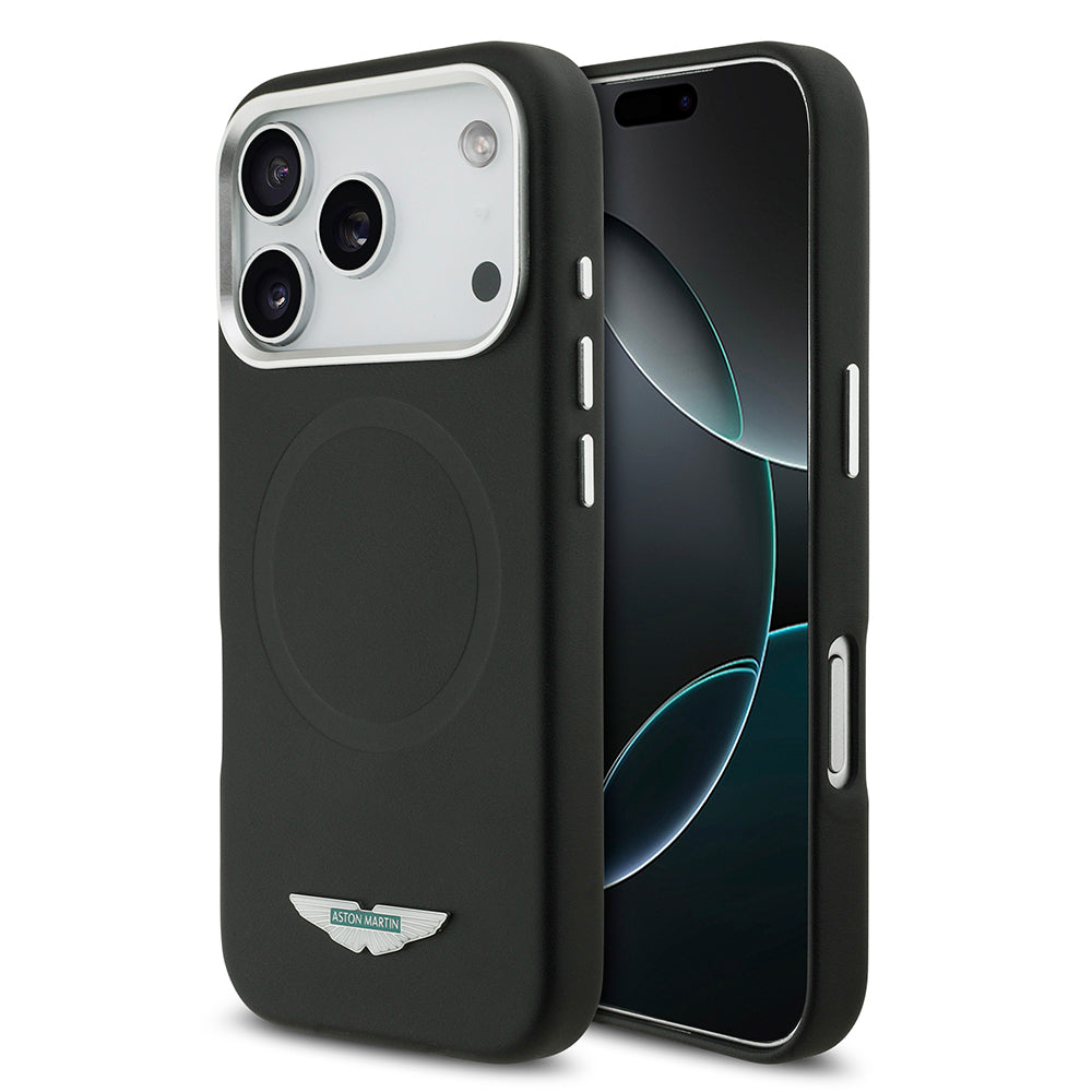 Apple iPhone 17 Pro Kılıf Aston Martin Orjinal Lisanslı M-safe Şarj Özellikli Metal Logolu PU Deri Kapak