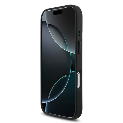 Apple iPhone 17 Pro Kılıf BMW Orjinal Lisanslı M-safe Şarj Özellikli Deri Arka Yüzey Metal Logolu Delikli Şerit Tasarımlı Kapak Gri