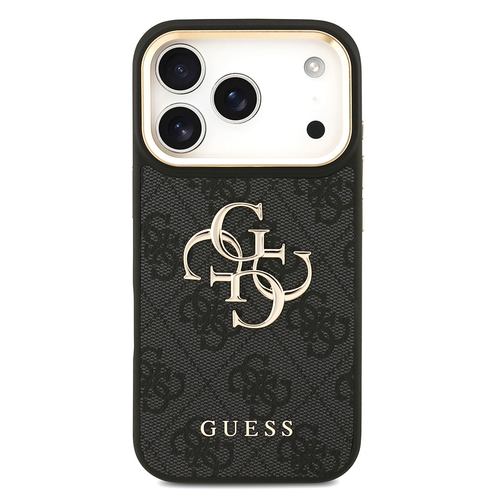 Apple iPhone 17 Pro Kılıf Guess Orjinal Lisanslı 4G Büyük Metal Logolu Kalın Askılı Kapak Siyah
