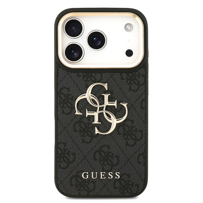 Apple iPhone 17 Pro Kılıf Guess Orjinal Lisanslı 4G Büyük Metal Logolu Kalın Askılı Kapak Siyah