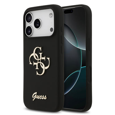 Apple iPhone 17 Pro Kılıf Guess Orjinal Lisanslı Grained Yazı Logolu Kapak Pembe