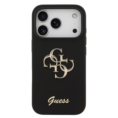 Apple iPhone 17 Pro Kılıf Guess Orjinal Lisanslı Grained Yazı Logolu Kapak Siyah