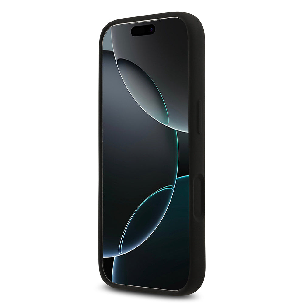 Apple iPhone 17 Pro Kılıf Guess Orjinal Lisanslı Grained Yazı Logolu Kapak Siyah