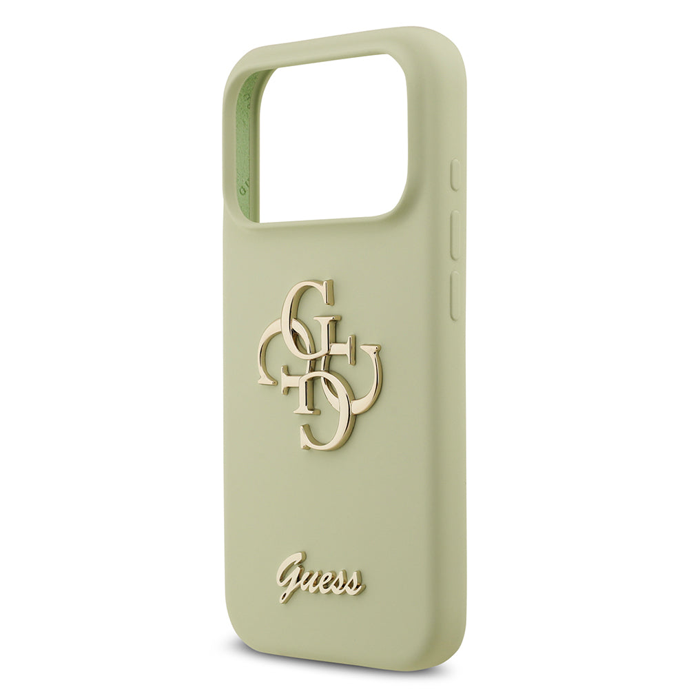 Apple iPhone 17 Pro Kılıf Guess Orjinal Lisanslı Grained Yazı Logolu Kapak Yeşil