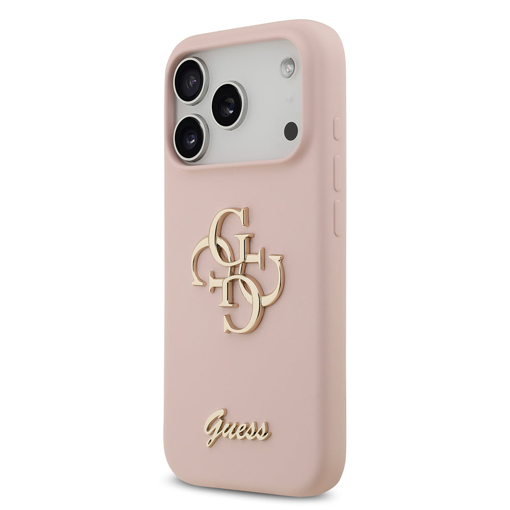 Apple iPhone 17 Pro Kılıf Guess Orjinal Lisanslı Grained Yazı Logolu Kapak Siyah