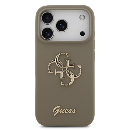 Apple iPhone 17 Pro Kılıf Guess Orjinal Lisanslı Grained Yazı Logolu Kapak Siyah