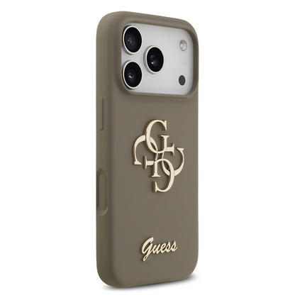 Apple iPhone 17 Pro Kılıf Guess Orjinal Lisanslı Grained Yazı Logolu Kapak Siyah