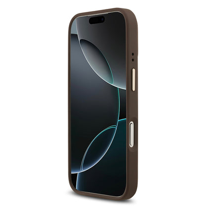 Apple iPhone 17 Pro Kılıf Guess Orjinal Lisanslı M-safe Şarj Özellikli Gold Metal Kamera Çerçeveli Taşlı 4G Logolu Kapak Siyah