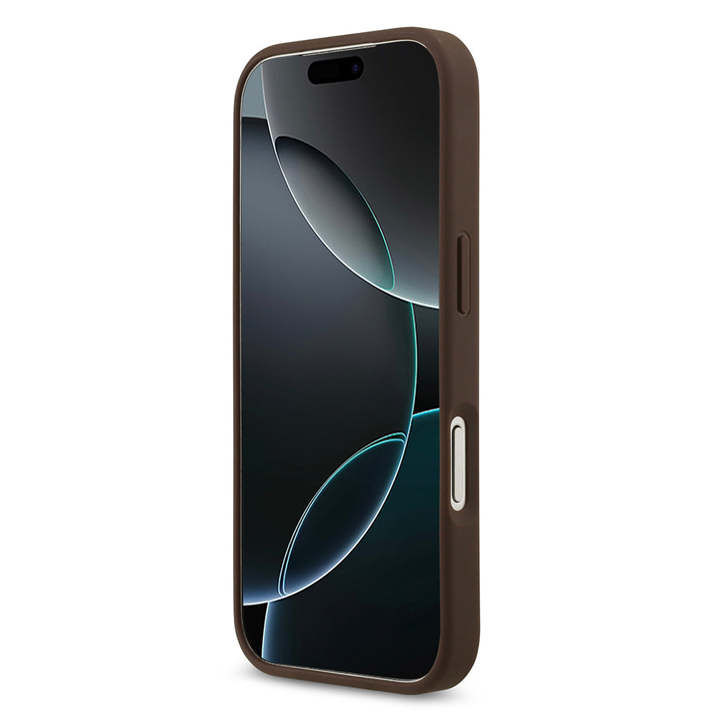 Apple iPhone 17 Pro Kılıf Guess Orjinal Lisanslı M-safe Şarj Özellikli Yazı Logolu Circle Classic Kapak  Pembe