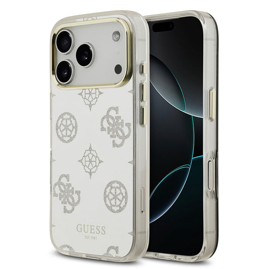 Apple iPhone 17 Pro Case Guess Original Licensed Metal Camera Frame Glitter Mirror Cover Silver