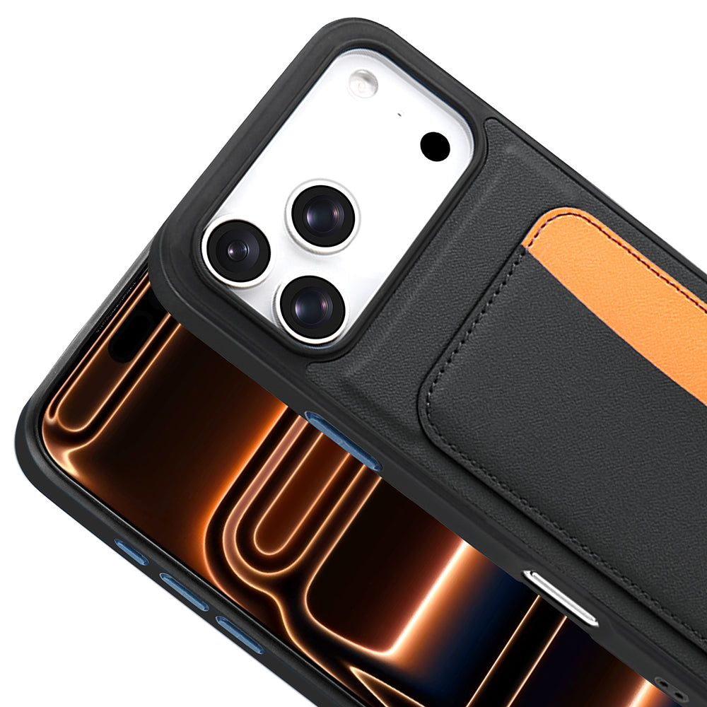 Apple iPhone 17 Pro Kılıf Kartlıklı Zore X-Kart Silikon Kapak Turuncu