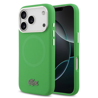 Apple iPhone 17 Pro Kılıf Lacoste Orjinal Lisanslı M-safe Şarj Özellikli İkonik Logolu Metal Kamera Çerçeveli Silikon Kapak