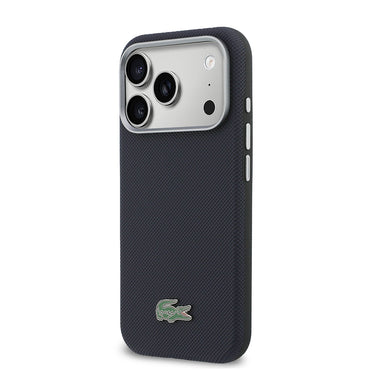 Apple iPhone 17 Pro Kılıf Lacoste Orjinal Lisanslı M-Safe Şarj Özellikli PVC Yarı Pike Desenli Arka Yüzey İkonik Timsah Dokuma Logolu Kapak