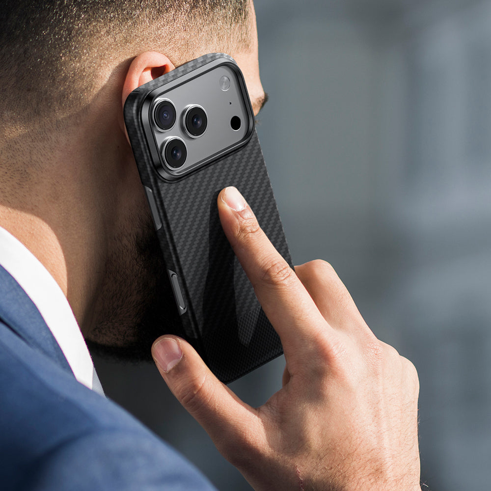 Apple iPhone 17 Pro Kılıf M-safe Şarj Özellikli 1500D Aramid Fiber Amazingthing Titan Max Serisi Kapak Siyah-Gri