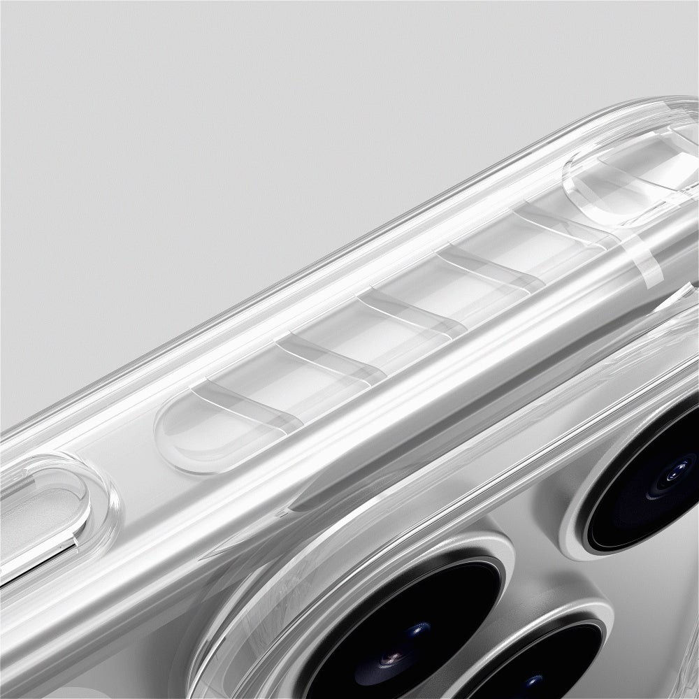 Apple iPhone 17 Pro Kılıf M-Safe Şarj Özellikli Airbag Tasarımlı Standlı AmazingThing Titan Pro MagSpin Kapak Şeffaf