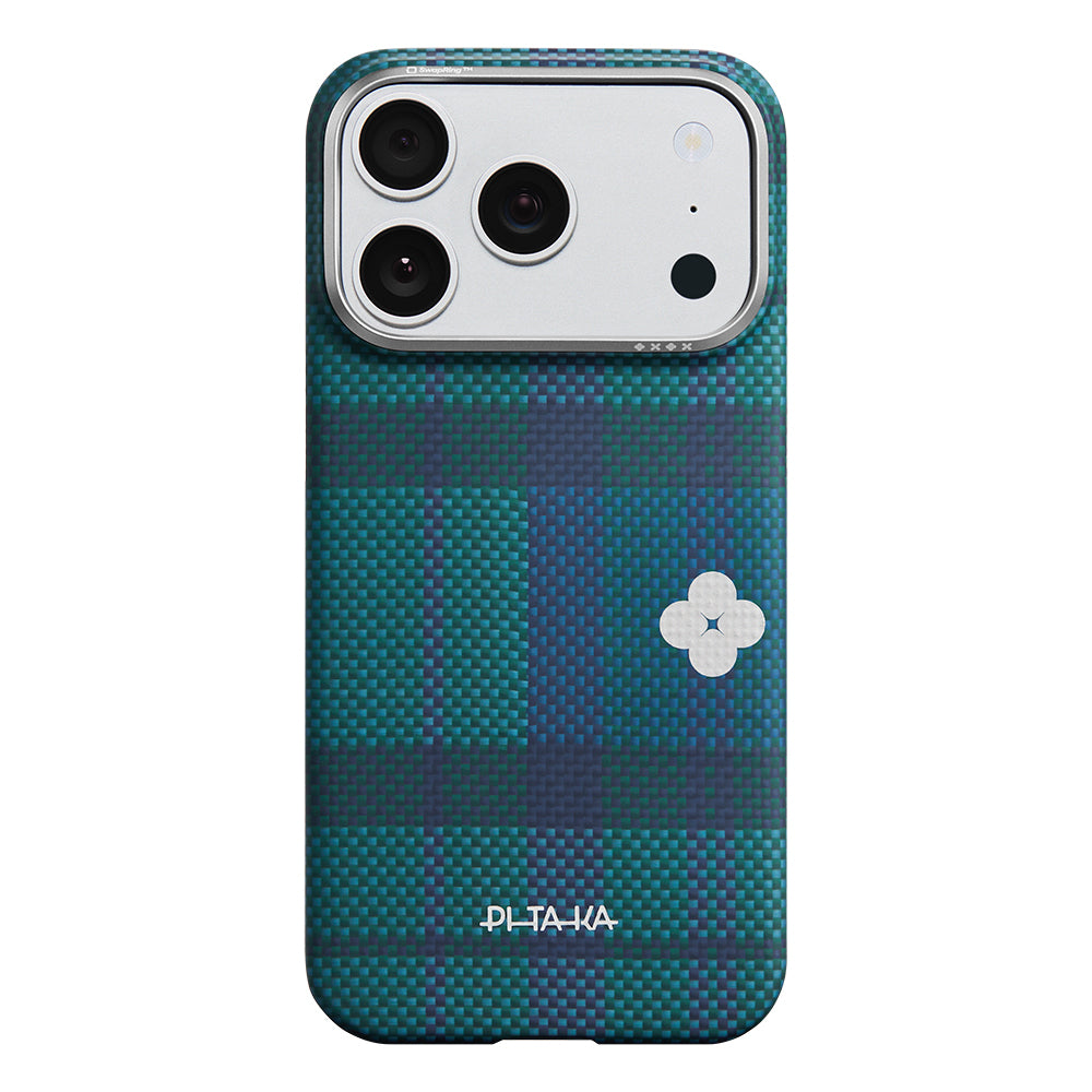 Apple iPhone 17 Pro Kılıf M-safe Şarj Özellikli Aramid Fiber Pitaka Flora in Grid Serisi Kapak