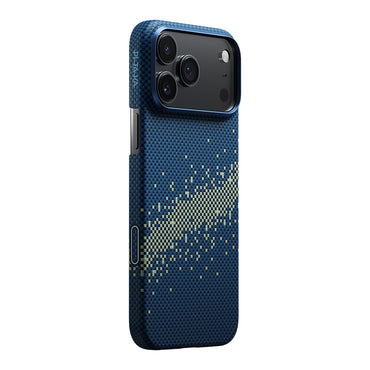 Apple iPhone 17 Pro Kılıf M-safe Şarj Özellikli Aramid Fiber Pitaka Tactile Woven Starpeak Serisi Milky Way Galaxy Kapak Mavi