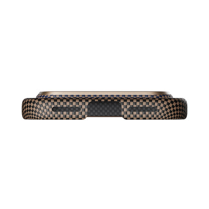 Apple iPhone 17 Pro Kılıf M-safe Şarj Özellikli Aramid Fiber Pitaka Tactile Woven Sunset-Moonrise Serisi Sunset Kapak Kahverengi