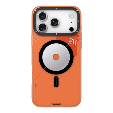 Apple iPhone 17 Pro Case M-safe Charging Feature Disc Pattern Youngkit Disc Battle Cover Orange 