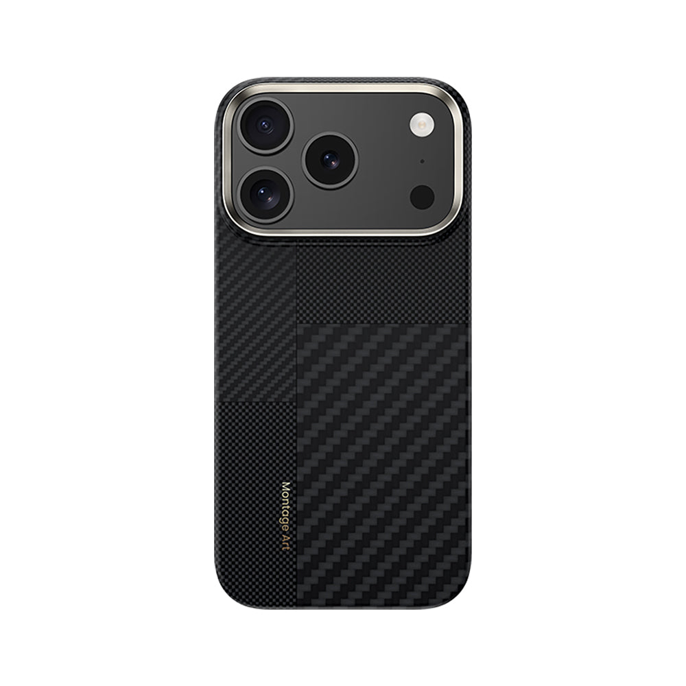 Apple iPhone 17 Pro Kılıf M-safe Şarj Özellikli Karbon Fiber Benks Montage ArmorAir Kevlar Kapak Siyah